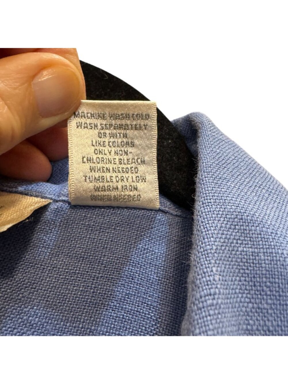 Studio Works 100% Linen Women's Blue Shirt L Long Sleeve Shell Buttons Artsy - Picture 5 of 10
